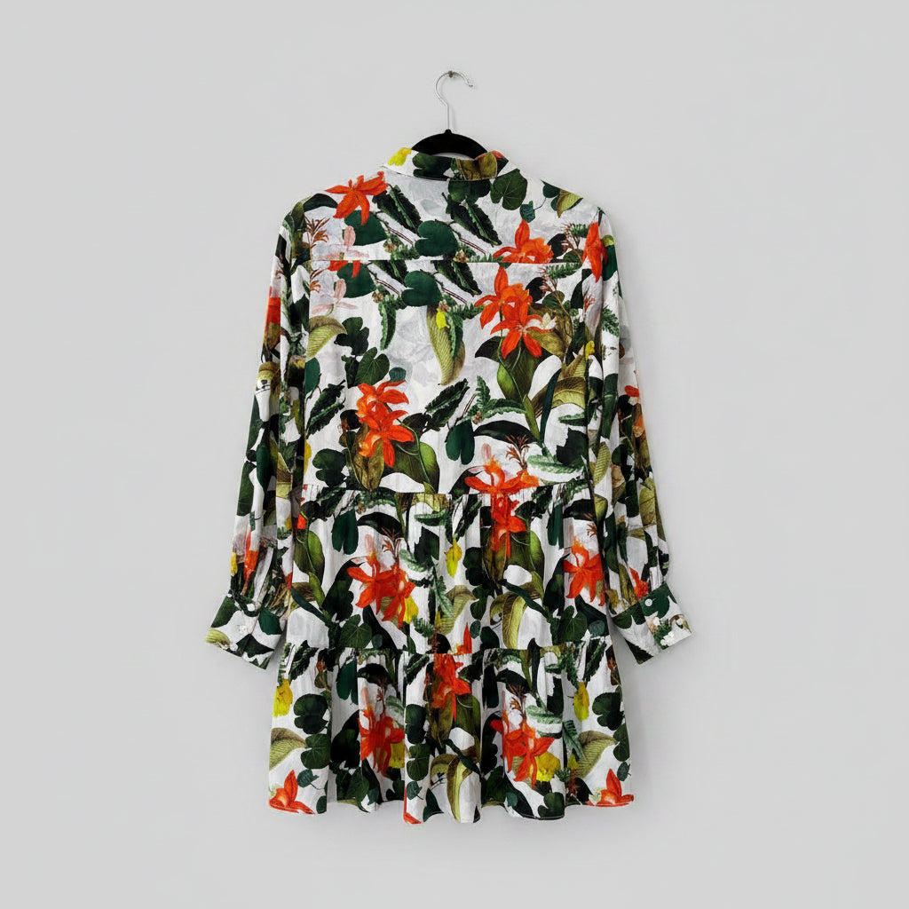 Alice & Olivia Floral Tiered Shirtdress Size M