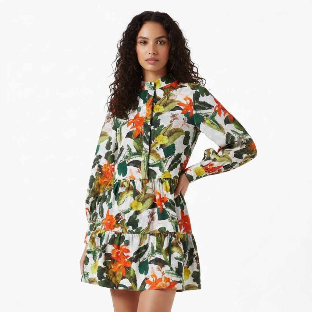 Alice & Olivia Floral Tiered Shirtdress Size M