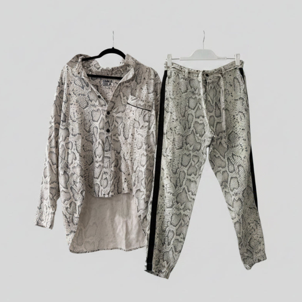Pam & Gela Snakeprint Button Down Shirt and Pants Set Size M