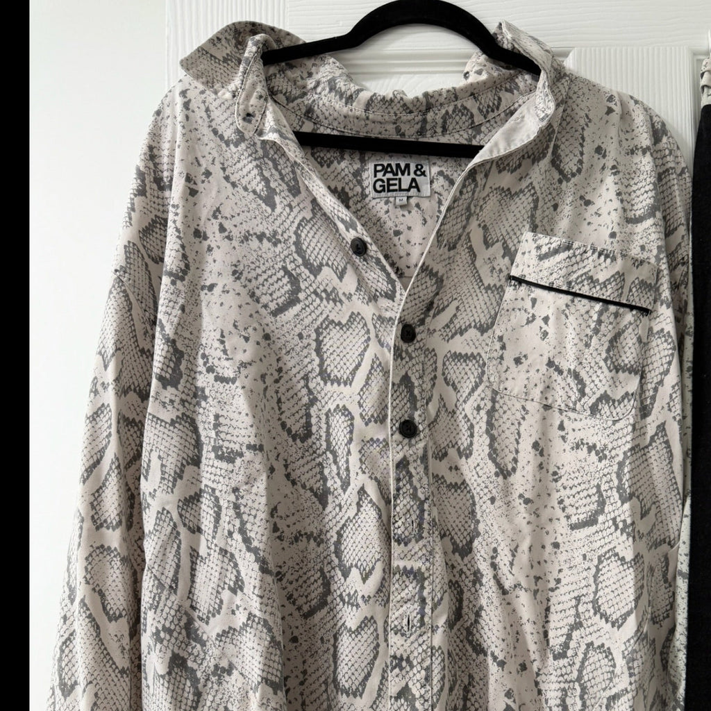 Pam & Gela Snakeprint Button Down Shirt and Pants Set Size M