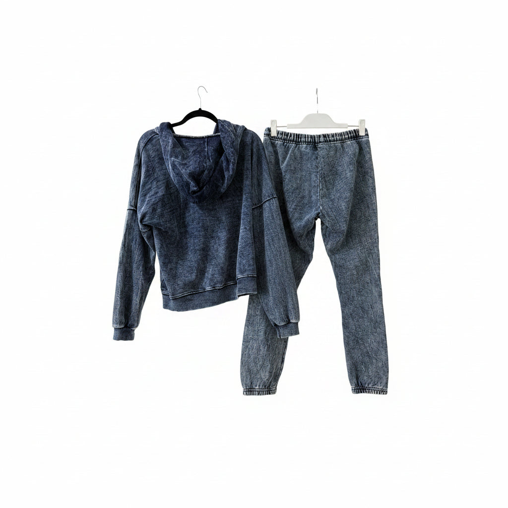 Michael Lauren Acid Wash Zip Hoodie & Jogger Set Size M