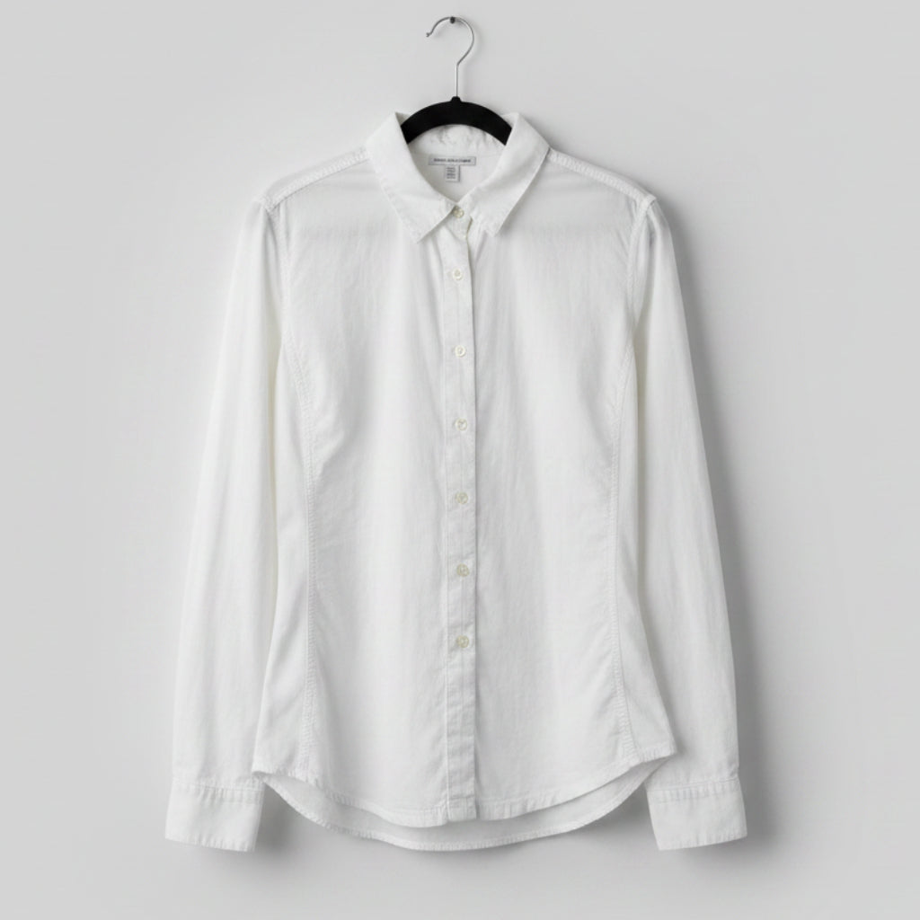 James Perse White Button-Down Long Sleeve Shirt Size 3 (Large)