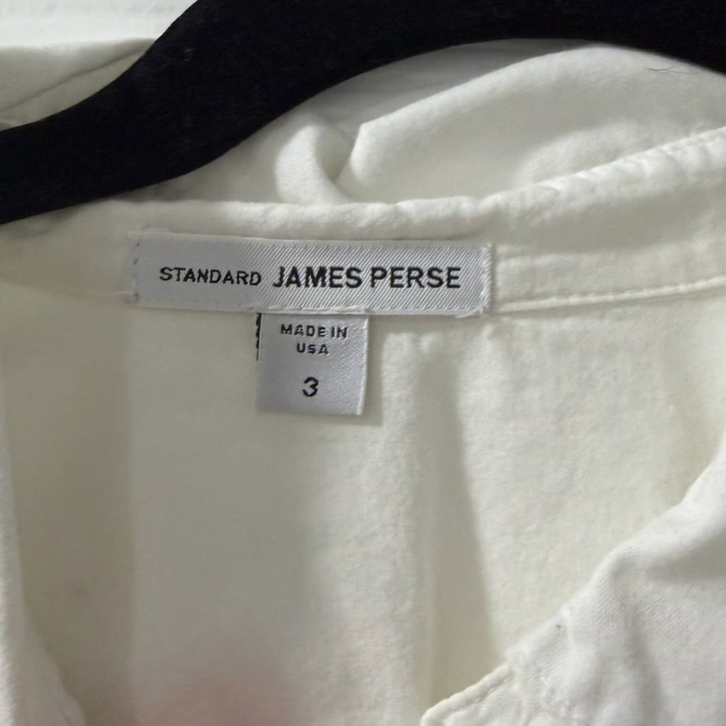 James Perse White Button-Down Long Sleeve Shirt Size 3 (Large)