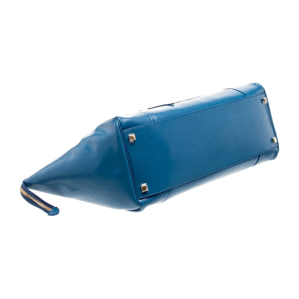 Celine Smile Luggage Tote – Blue Leather, Spring 2026, Michael Rider