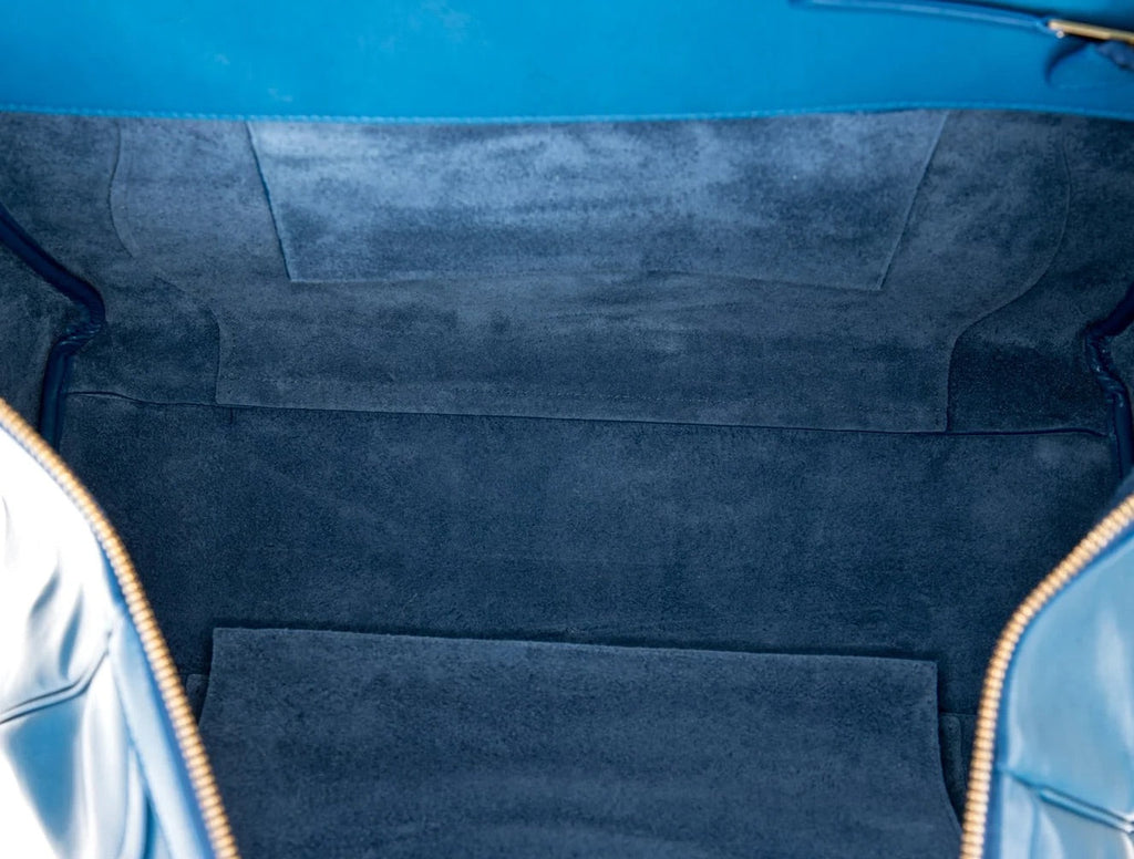 Celine Smile Luggage Tote – Blue Leather, Spring 2026, Michael Rider
