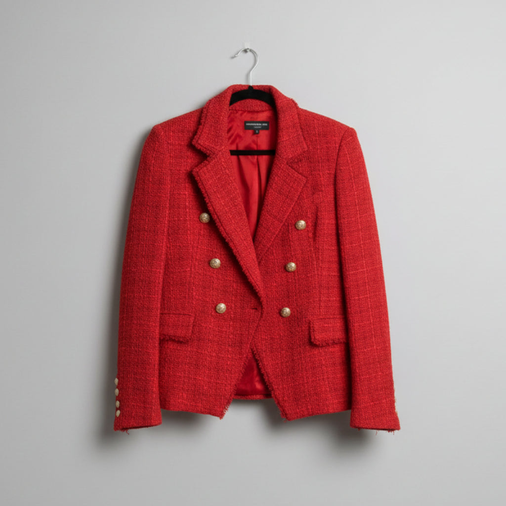 Generation Love Red Tweed Double Breasted Blazer Size M