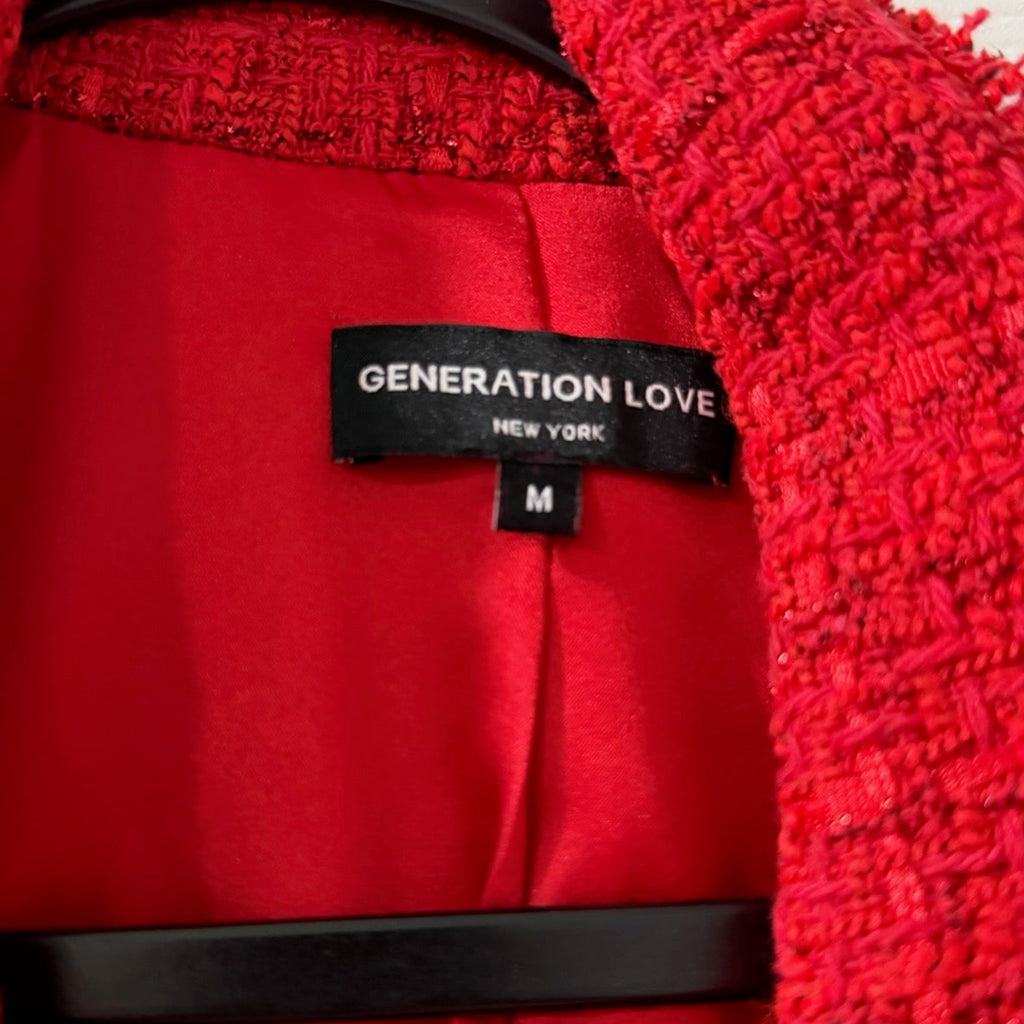 Generation Love Red Tweed Double Breasted Blazer Size M