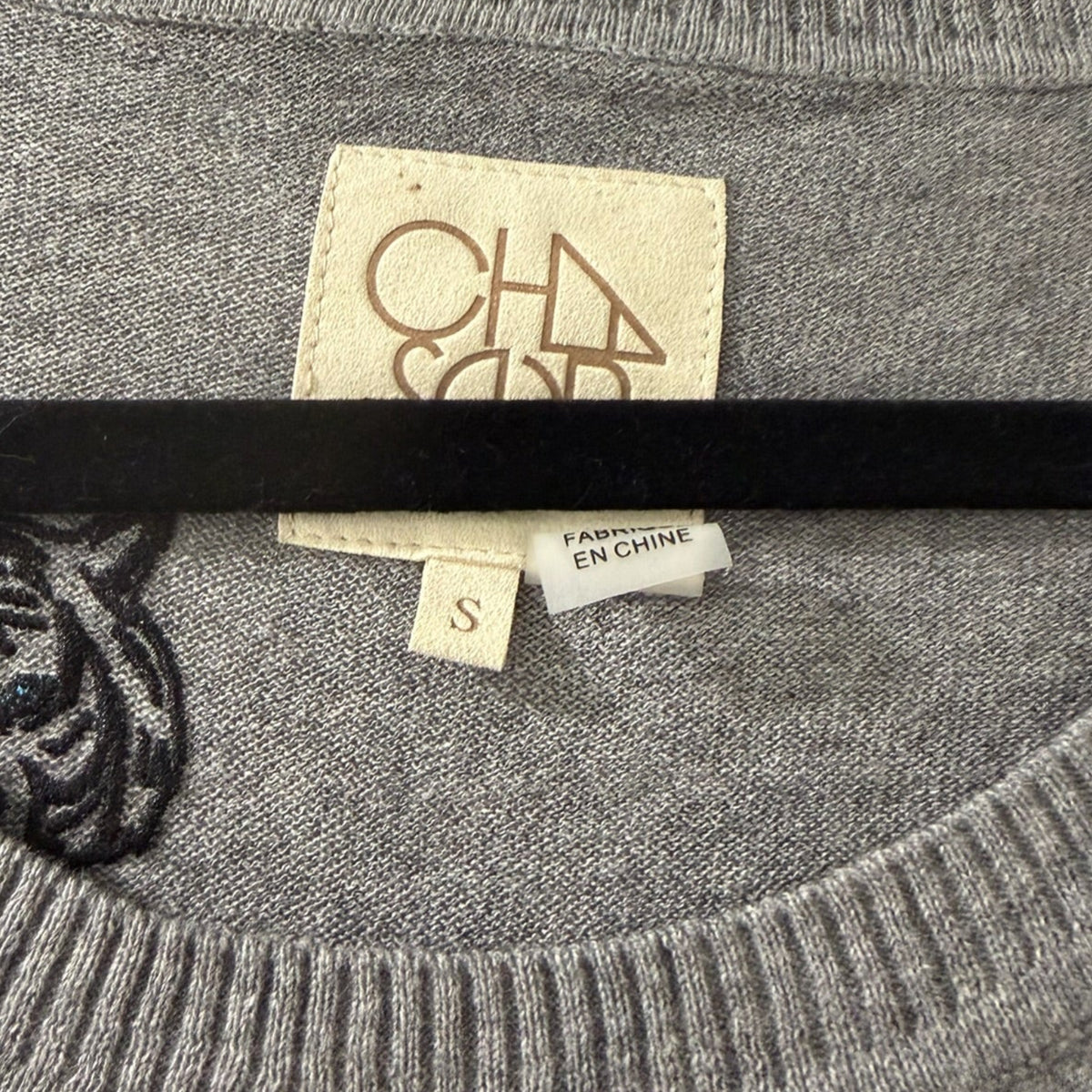 Chaser Grey Tiger Print Sweater Size S