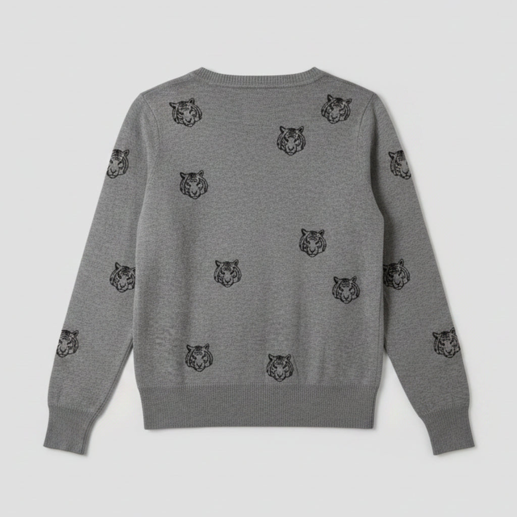 Chaser Grey Tiger Print Sweater Size S