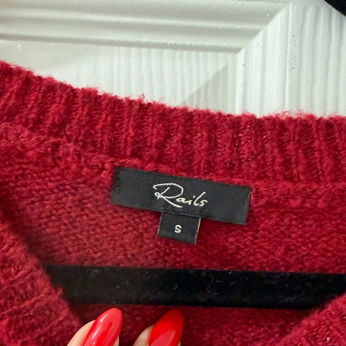 Rails Red Aries Cashmere Wool Lightning Bolt Sweater Size S