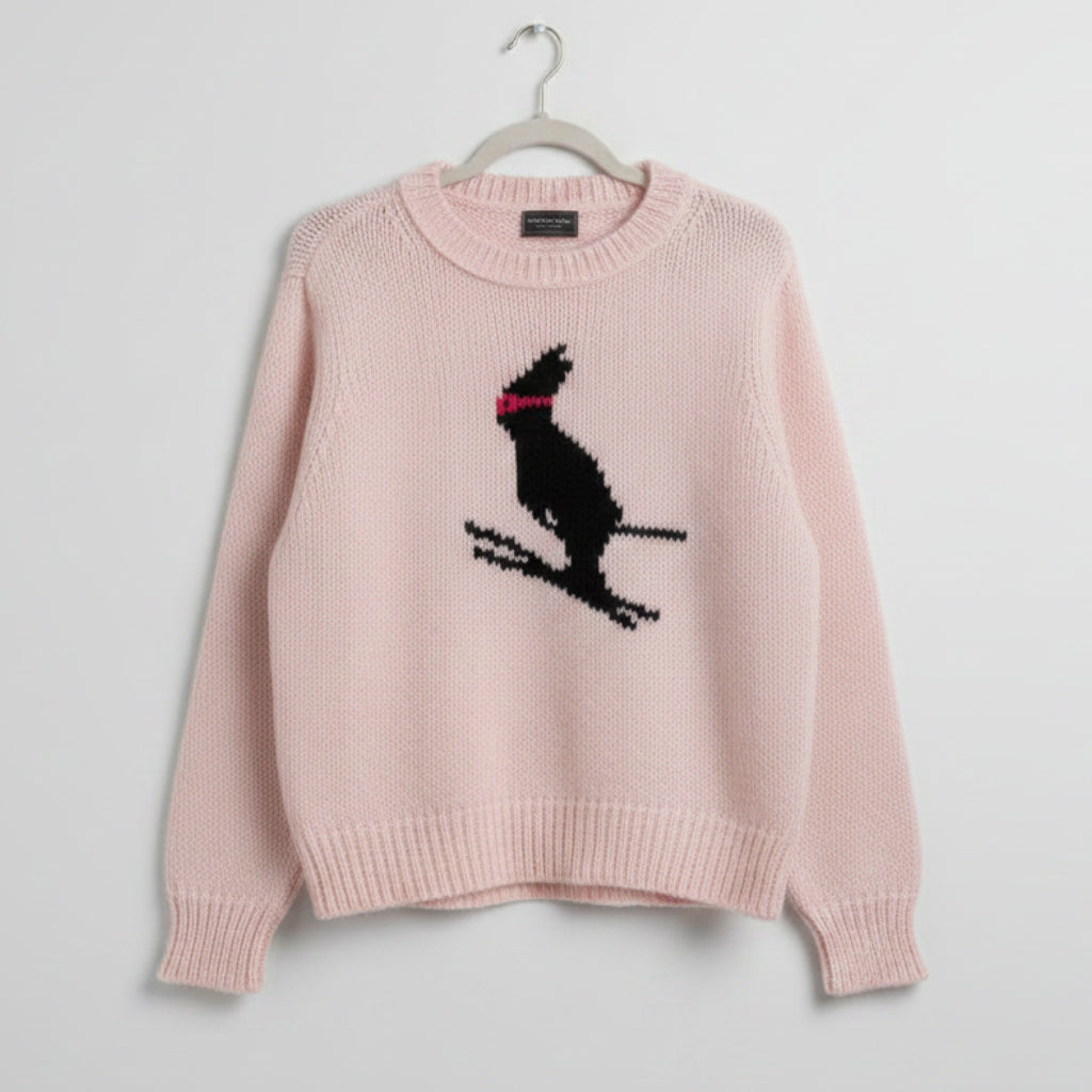 Wooden Ships Skiing Rabbit Pink Sweater Size S/M