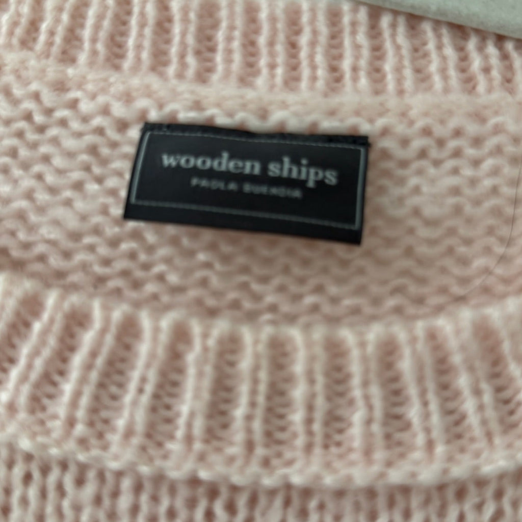 Wooden Ships Skiing Rabbit Pink Sweater Size S/M