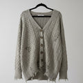 Zara Studded Distressed Cable Knit Cardigan Size S