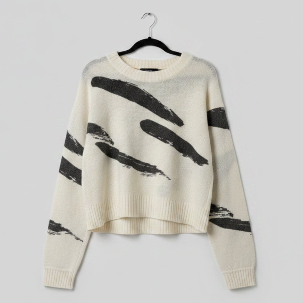 Joie Brushstroke Print Wool Blend Sweater Size M
