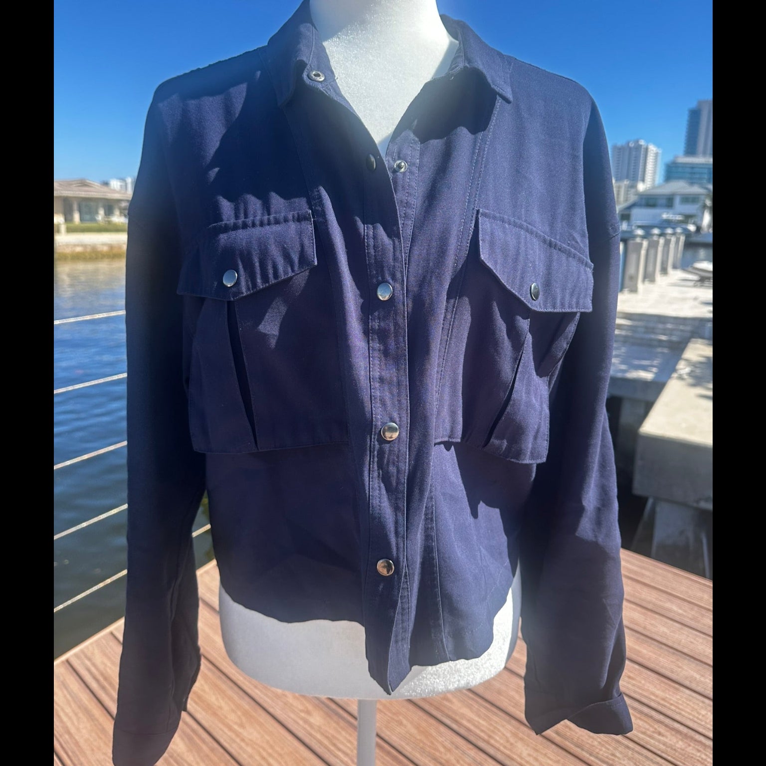 Velvet Heart lightweight navy blue utility shirt jacket Size Medium