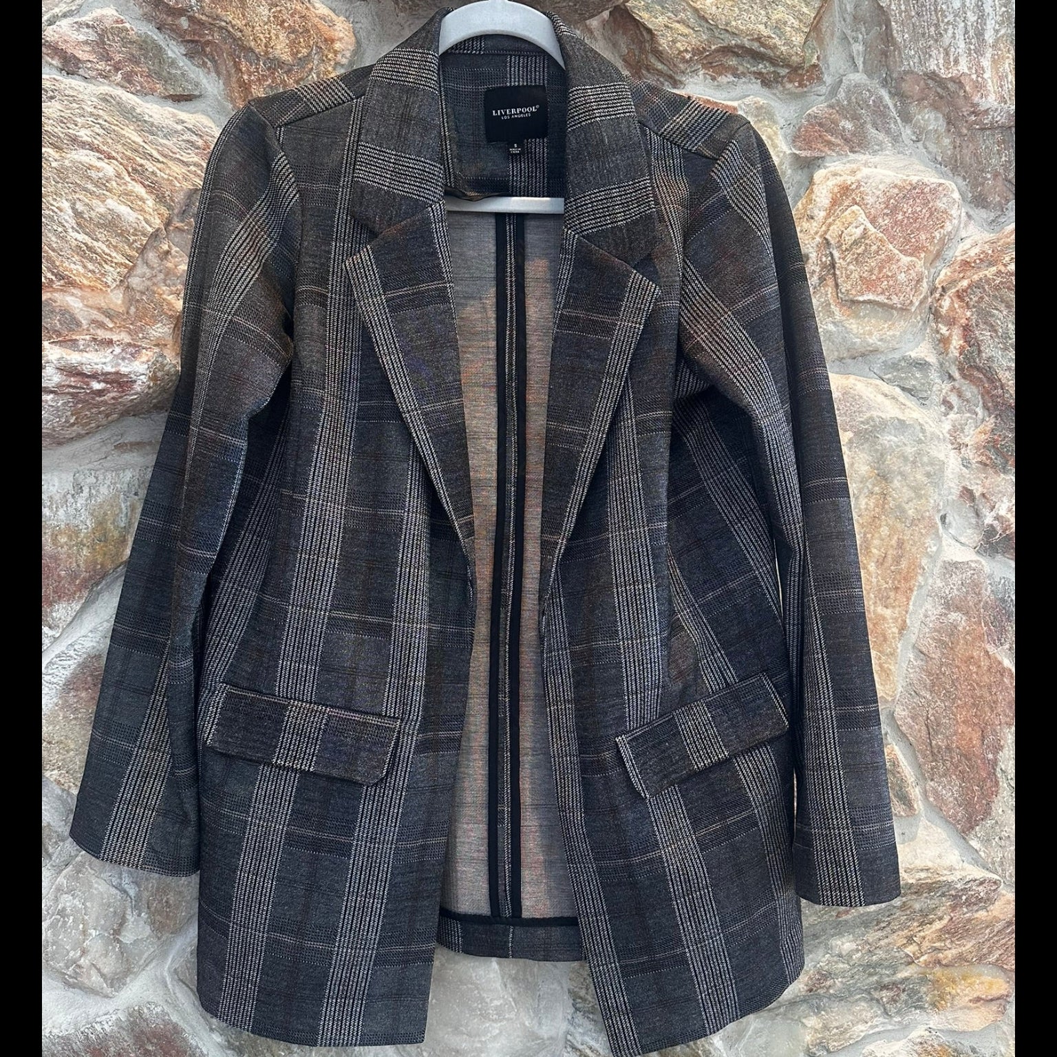 Liverpool Black Gray Plaid Blazer Size Small