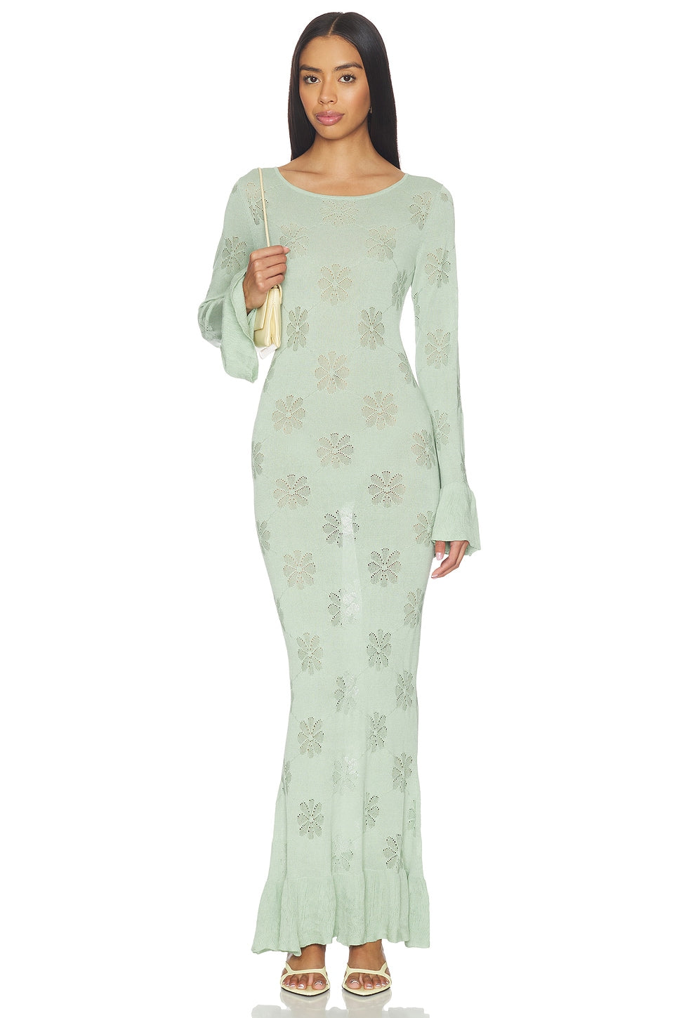 Asta Resort Rafaella Sage Green Knit Maxi Dress Size XS | Women's Designer Dress