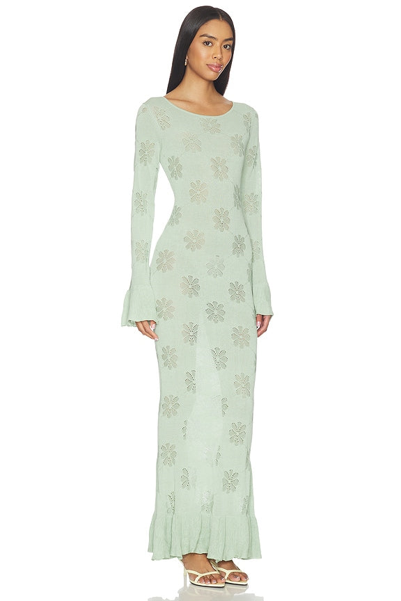 Asta Resort Rafaella Sage Green Knit Maxi Dress Size XS | Women's Designer Dress