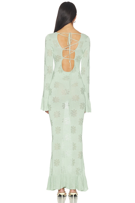 Asta Resort Rafaella Sage Green Knit Maxi Dress Size XS | Women's Designer Dress