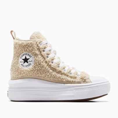 Converse Chuck Taylor All Star Move Platform Sherpa High Top Sneakers Size Kids 5.5/Women's 7