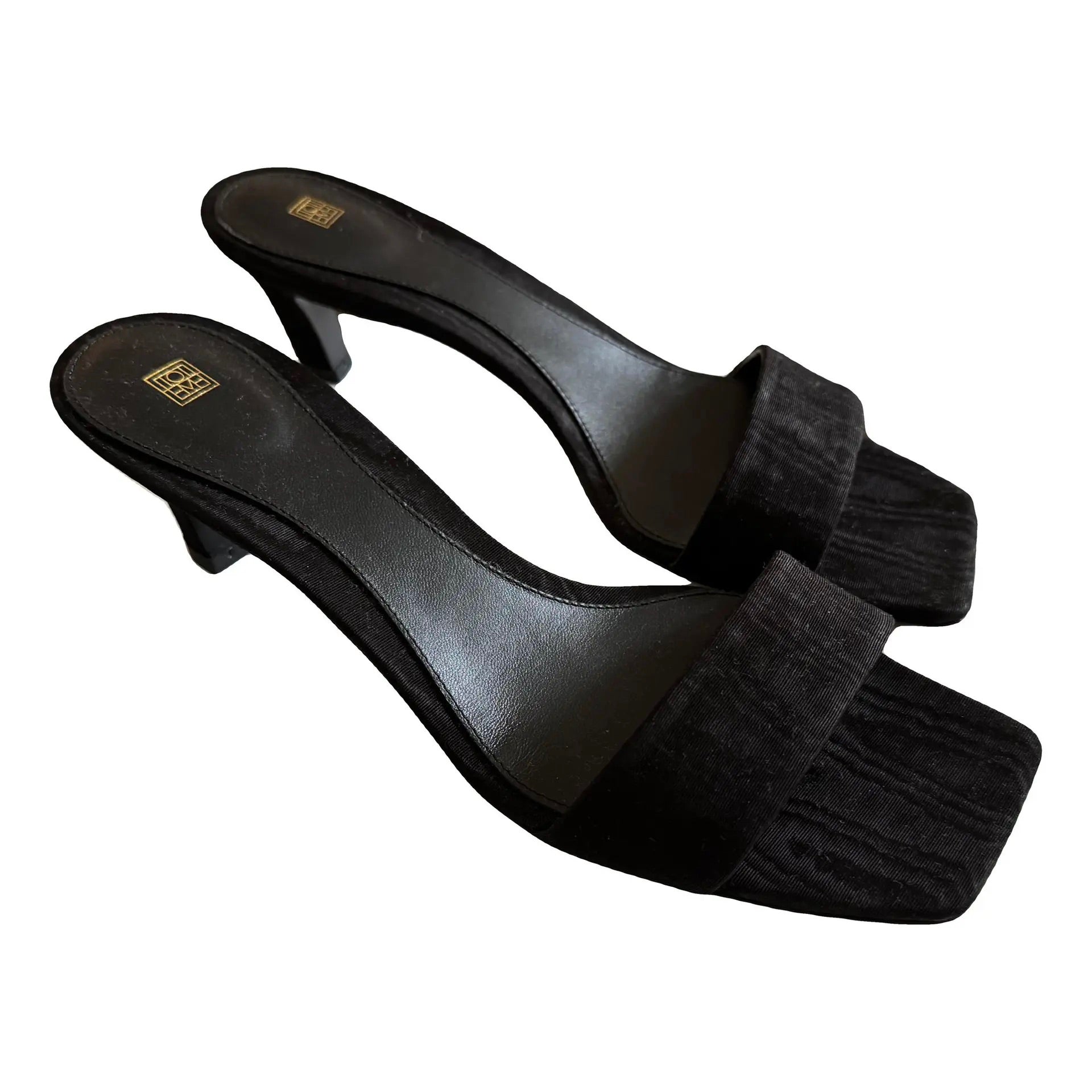 Toteme Moire Black Kitten Heel Mules Size 38 | Women's Designer Leather Mules