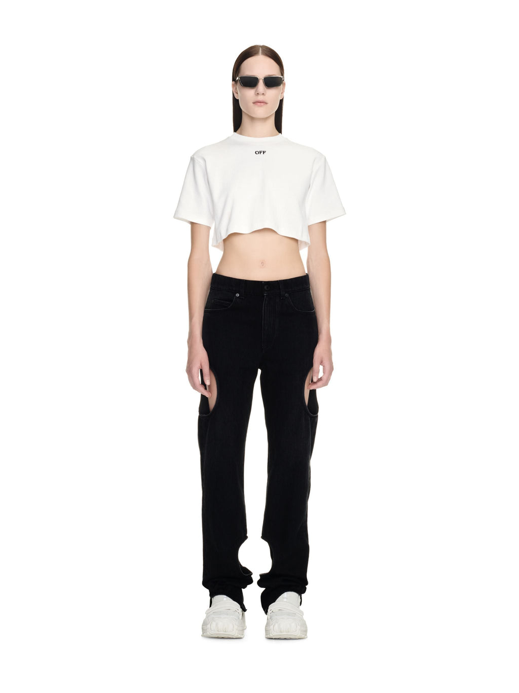 Off-White Ribbed Crop Top Size XL | Women's Designer Knit Tank