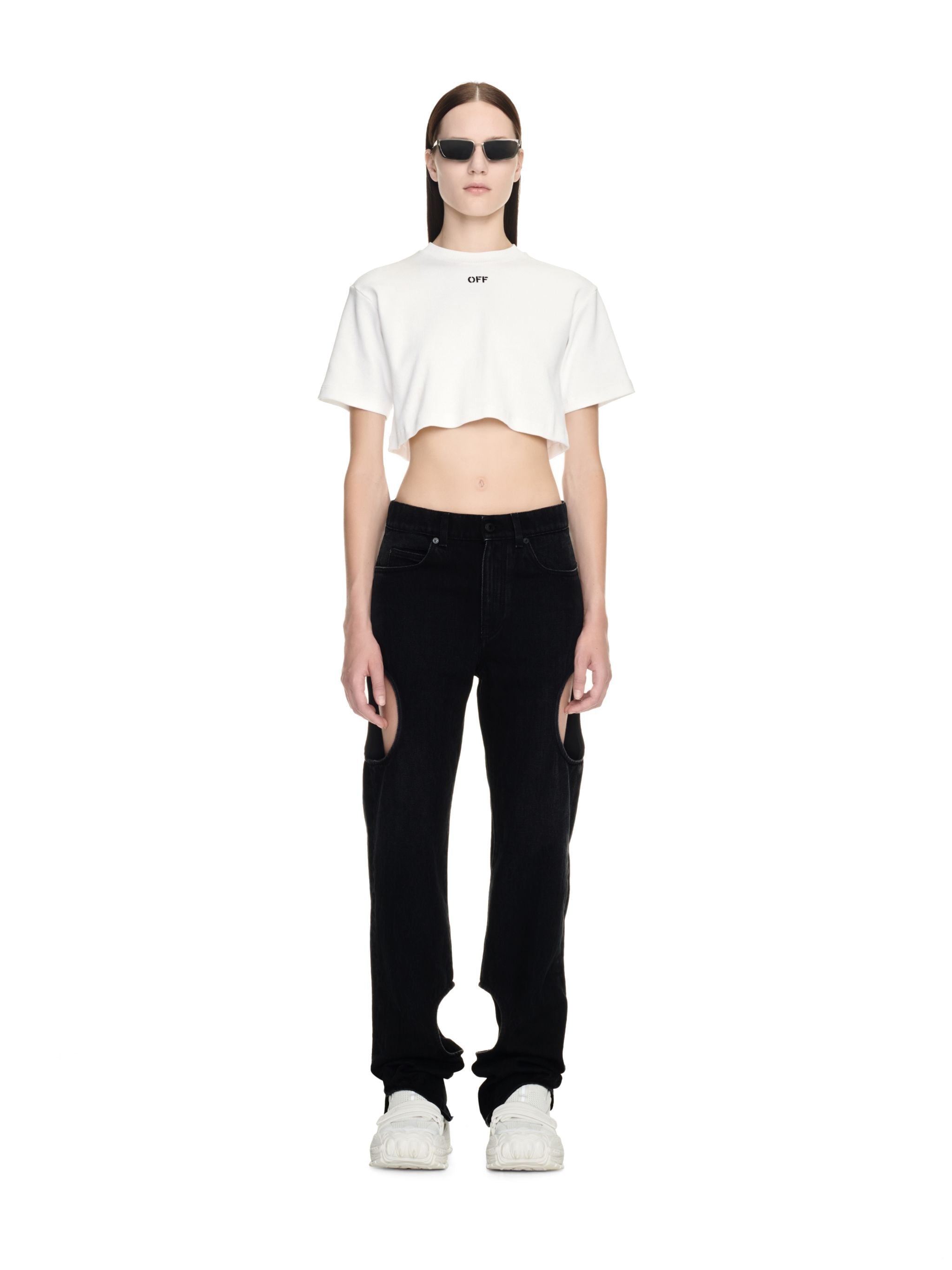 Off-White Ribbed Crop Top Size XL | Women's Designer Knit Tank