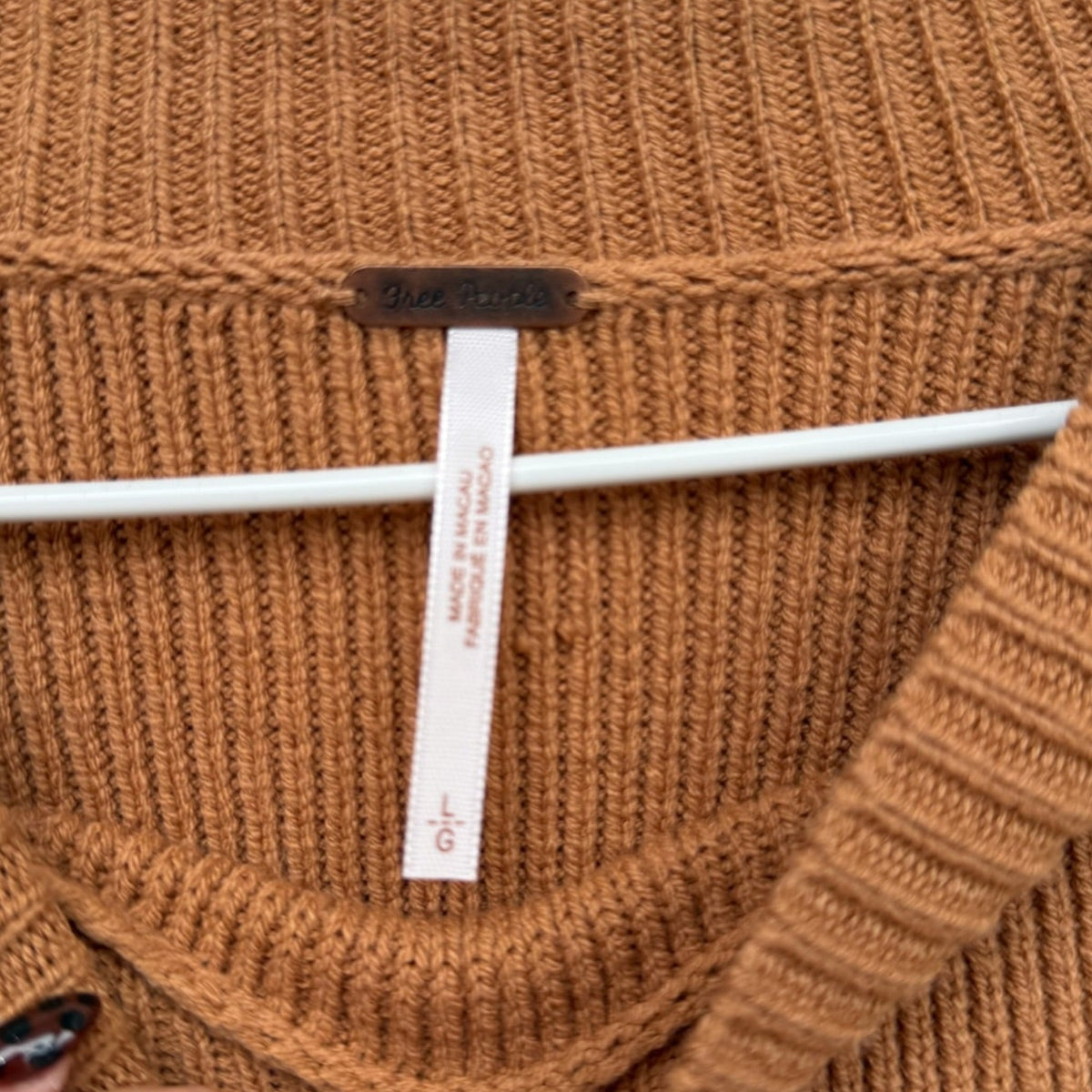 Free People Brown Ribbed Crop Sweater Size L