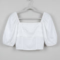 Aberombie & Fitch White Puff Sleeve Top Size L