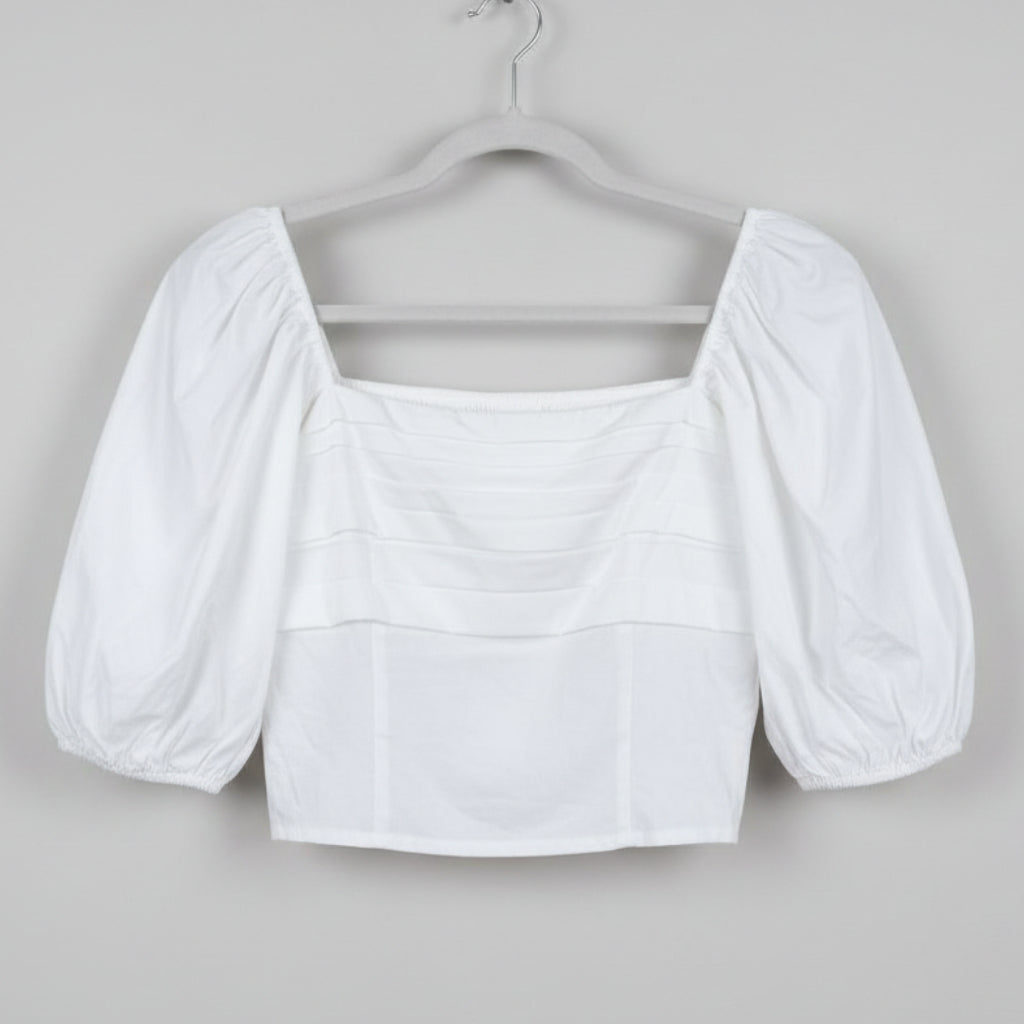 Aberombie & Fitch White Puff Sleeve Top Size L