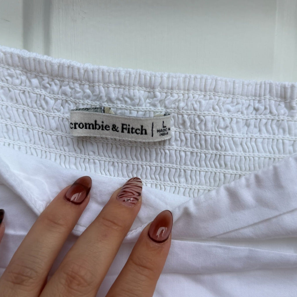 Aberombie & Fitch White Puff Sleeve Top Size L
