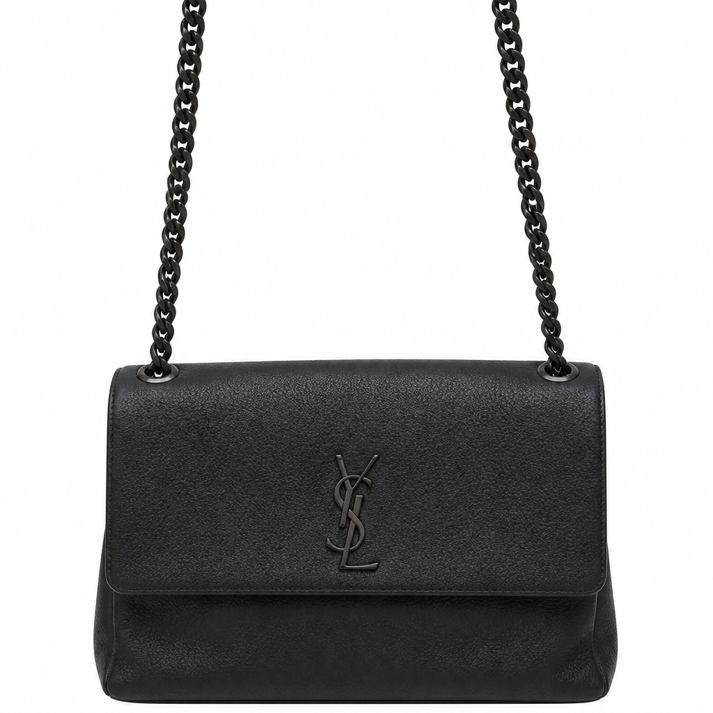Saint Laurent Black Leather Monogram Shoulder Bag