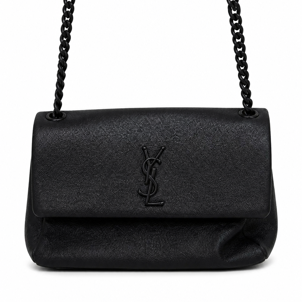 Saint Laurent Black Leather Monogram Shoulder Bag