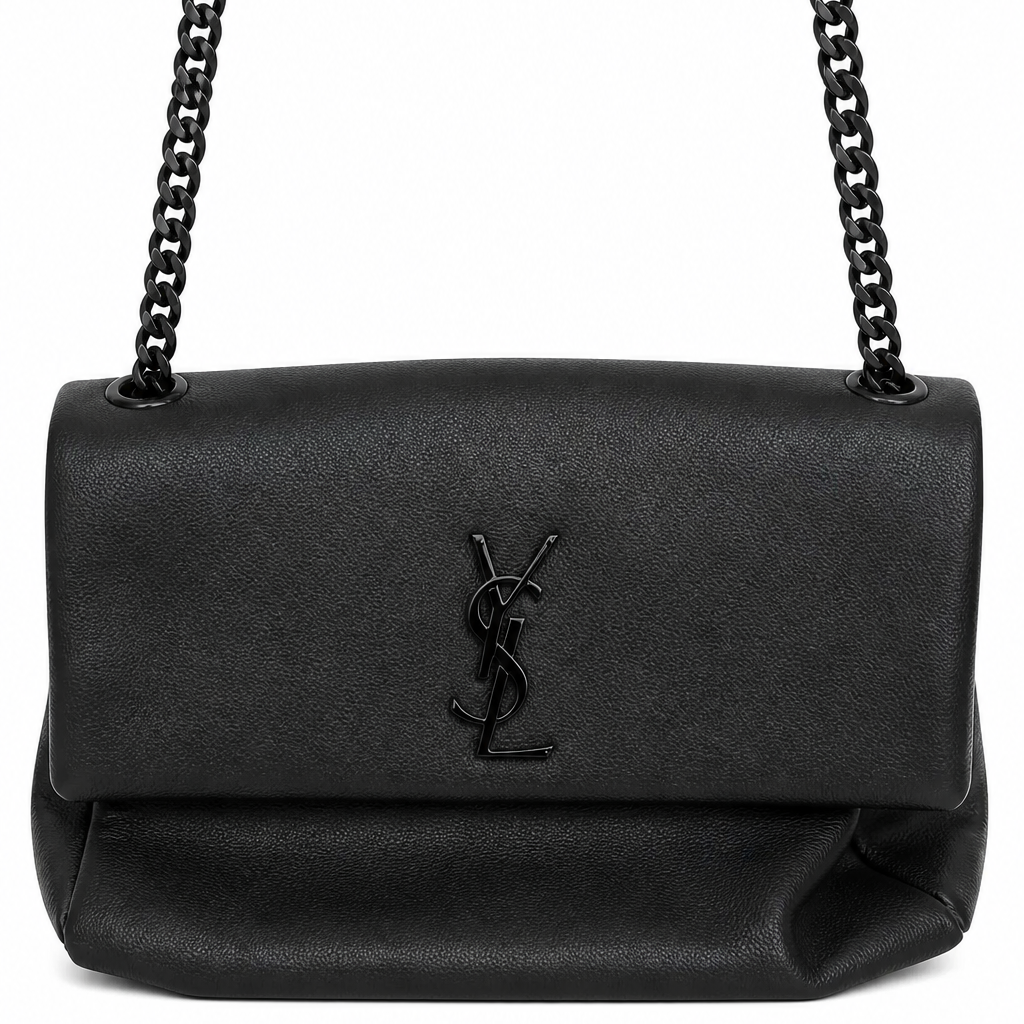 Saint Laurent Black Leather Monogram Shoulder Bag