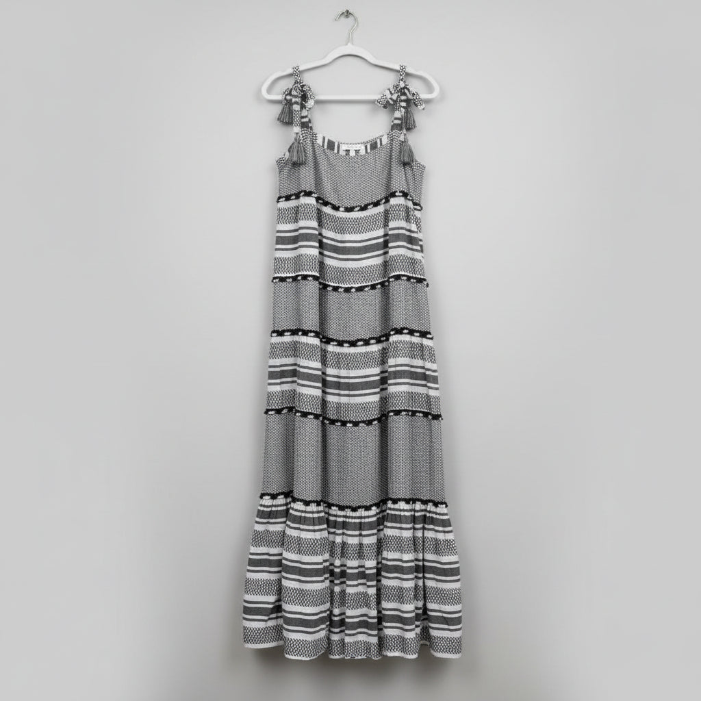 Veronica Beard Black and White Patterned Maxi Dress Size L