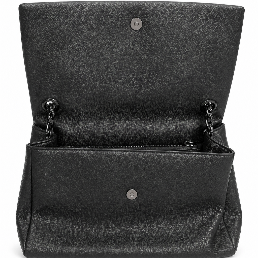 Saint Laurent Black Leather Monogram Shoulder Bag
