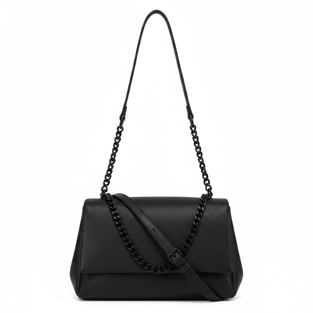 Saint Laurent Black Leather Monogram Shoulder Bag