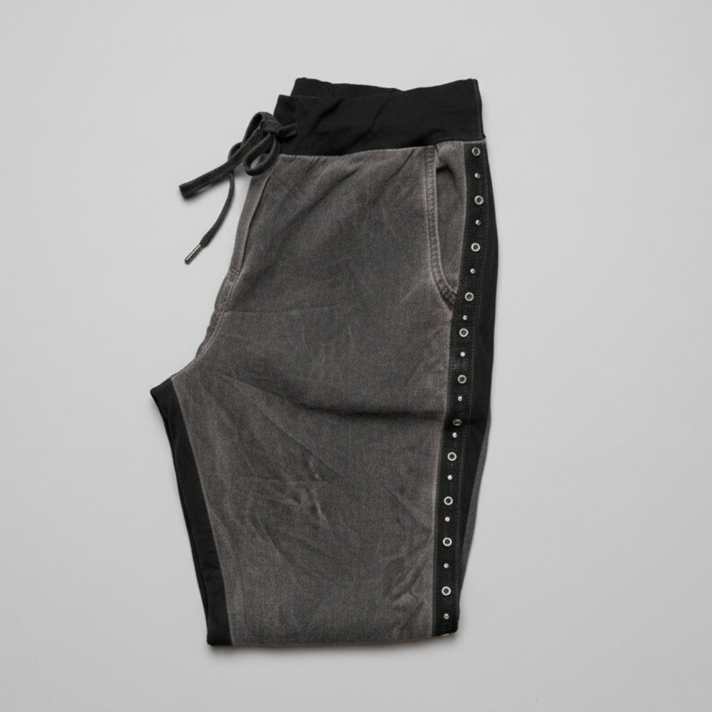 Gigi Moda Studded Acid Wash Joggers- One Size