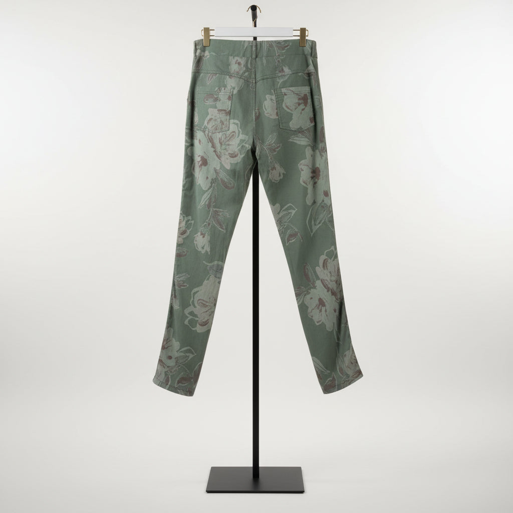 Gigi Moda Floral Green Drawstring Pants- One Size