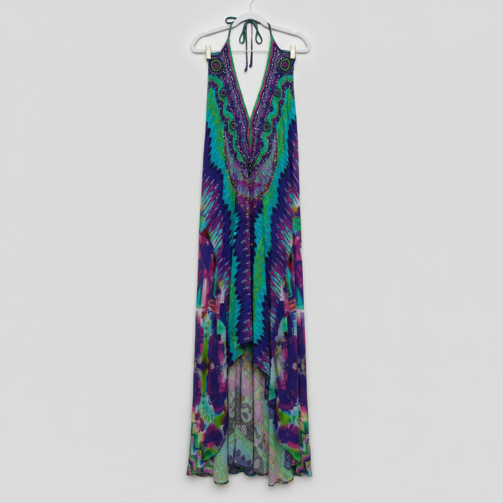 Shahida Parides Embellished Halter Maxi Dress Size M