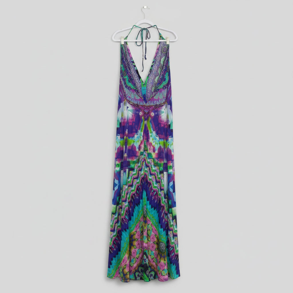 Shahida Parides Embellished Halter Maxi Dress Size M