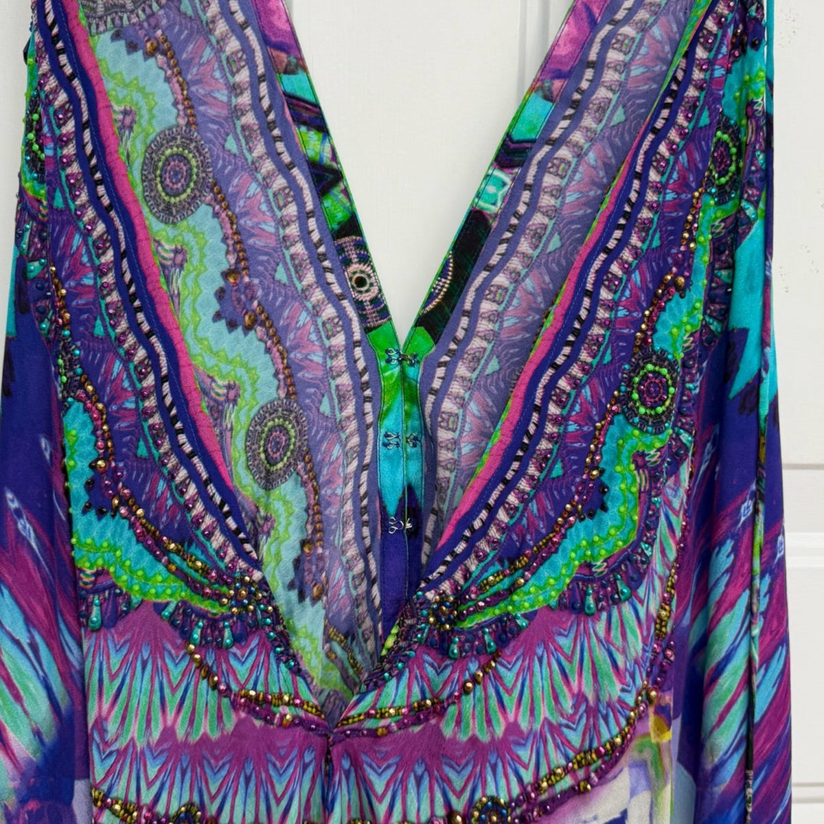 Shahida Parides Embellished Halter Maxi Dress Size M