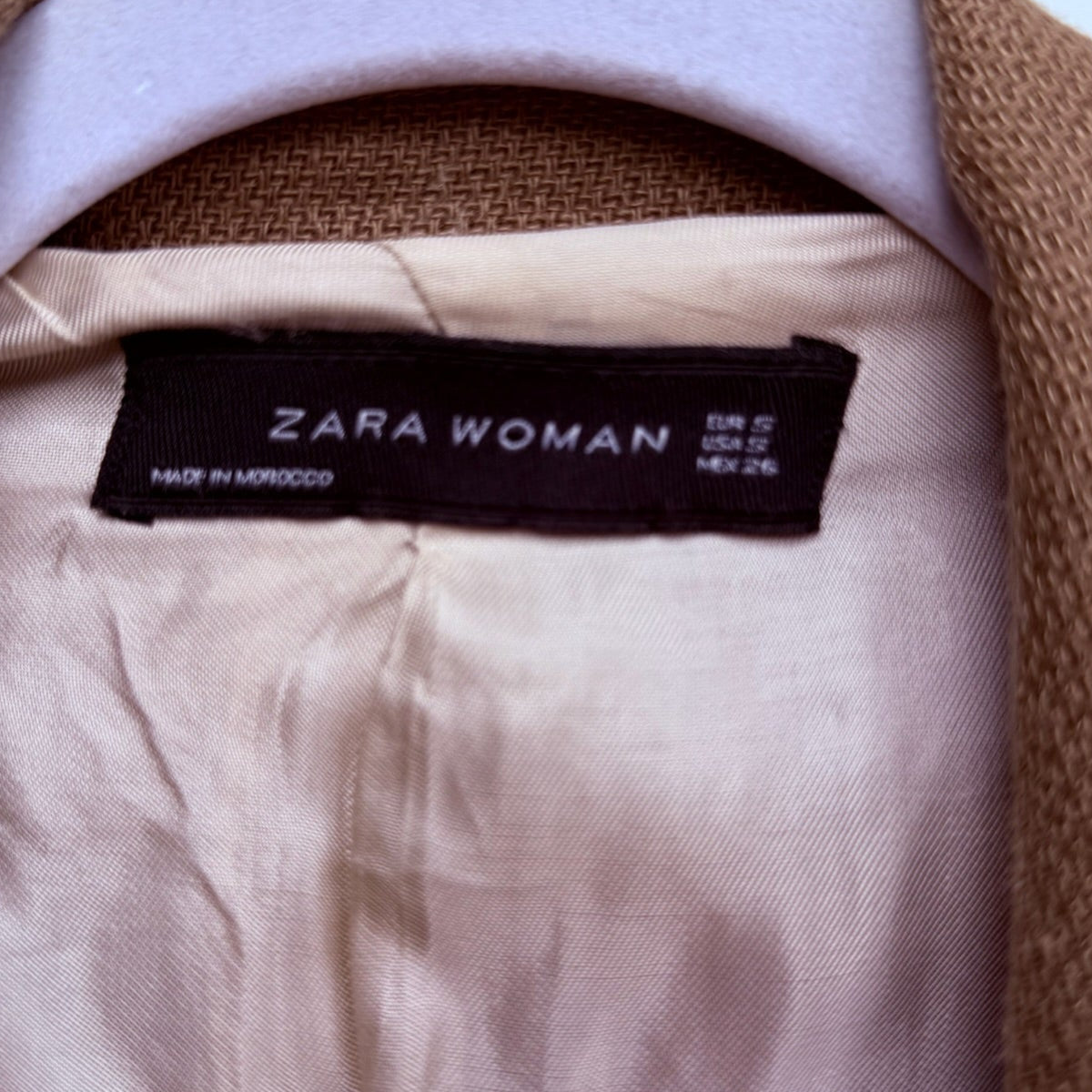 Zara Brown Double Breasted Blazer Size S