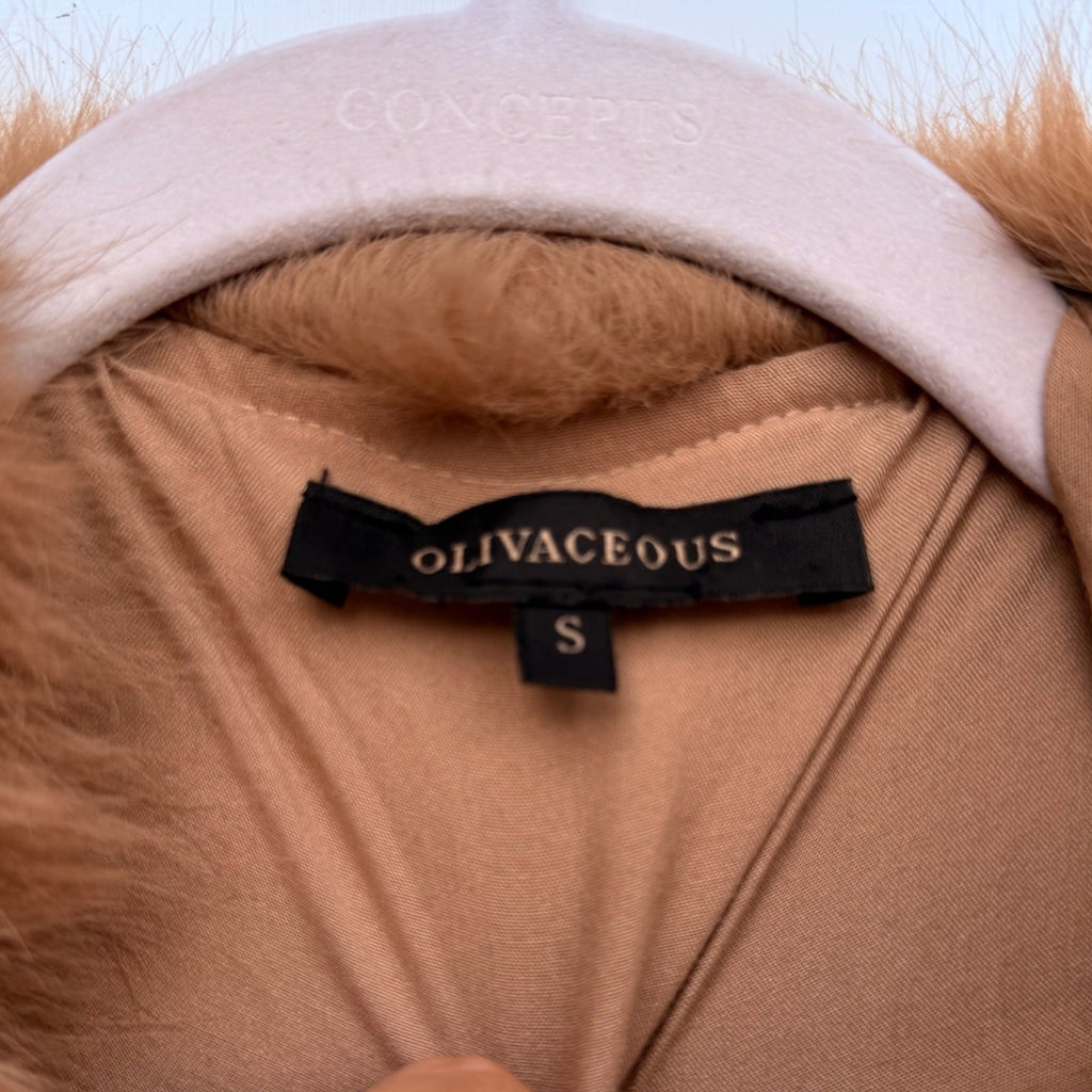 Olivaceous Brown Faux Fur Crop Jacket Size S