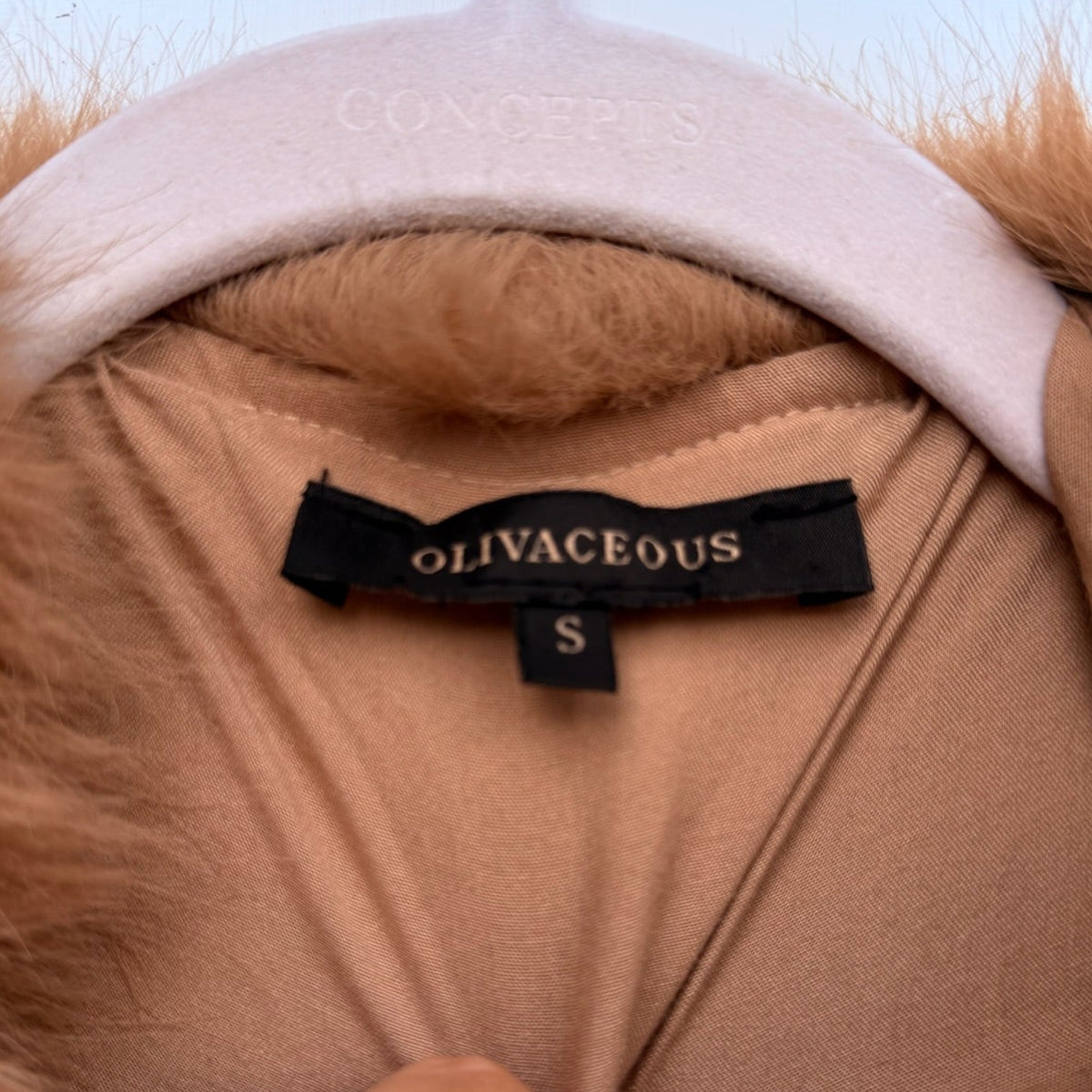Olivaceous Brown Faux Fur Crop Jacket Size S