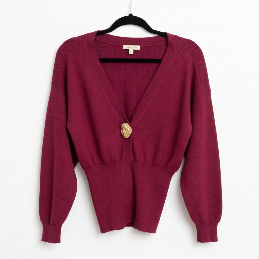 Commense Berry V-Neck Button Cardigan Size XS