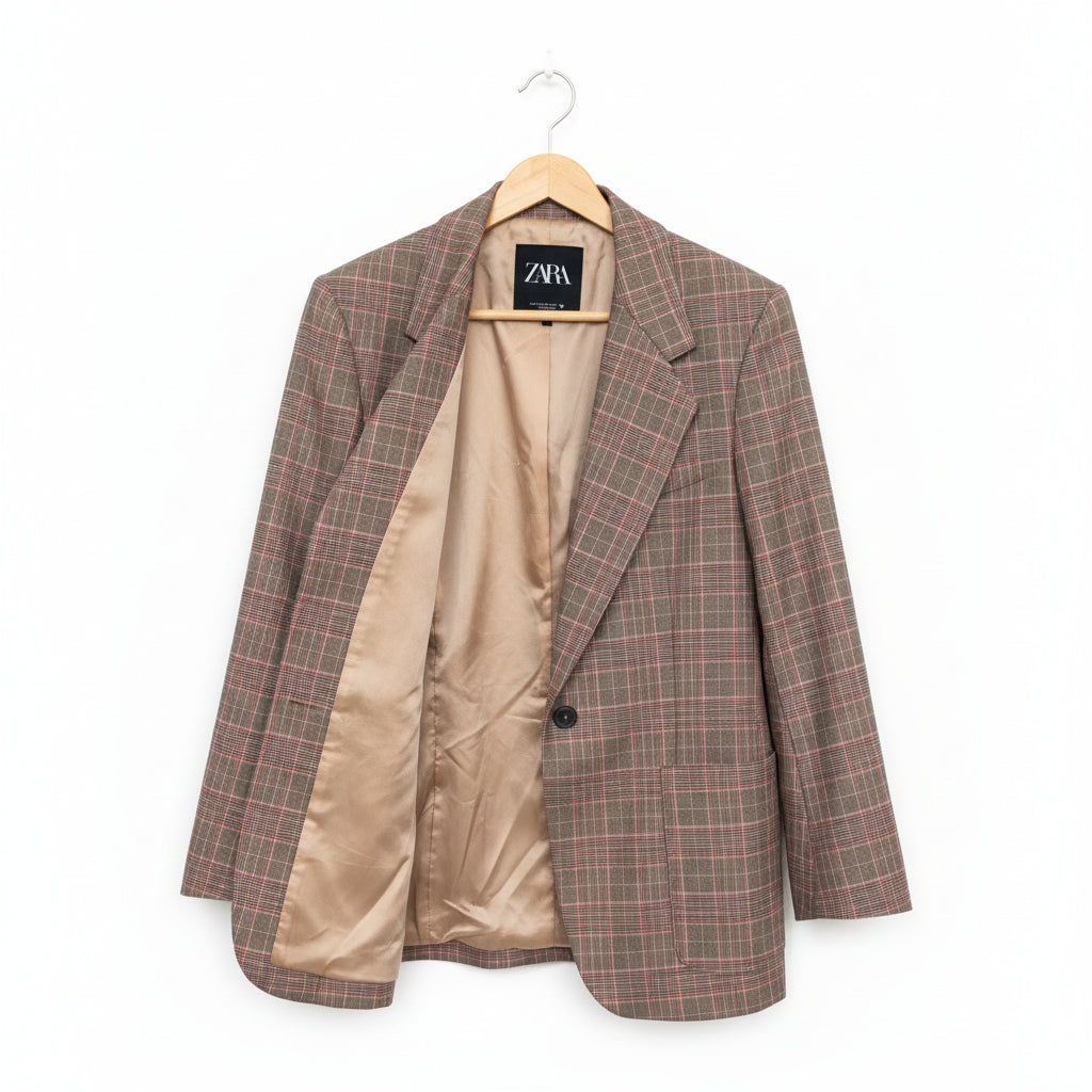 Zara Plaid Oversized Blazer Size XS