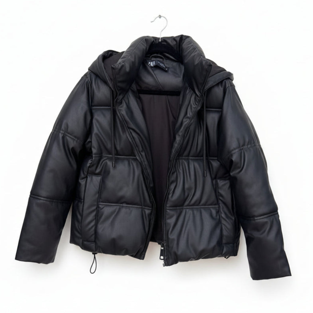 Zara Faux Leather Puffer Jacket Size XS
