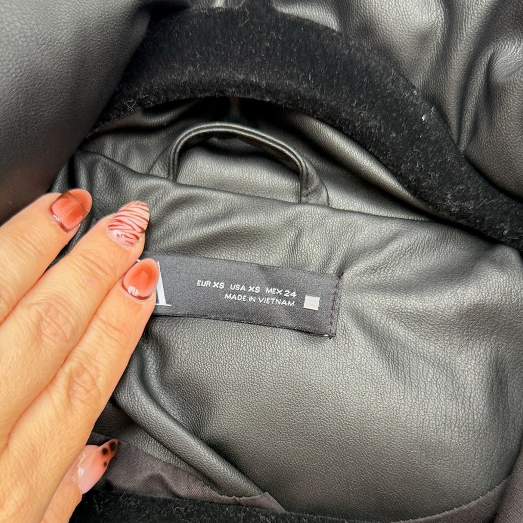 Zara Faux Leather Puffer Jacket Size XS