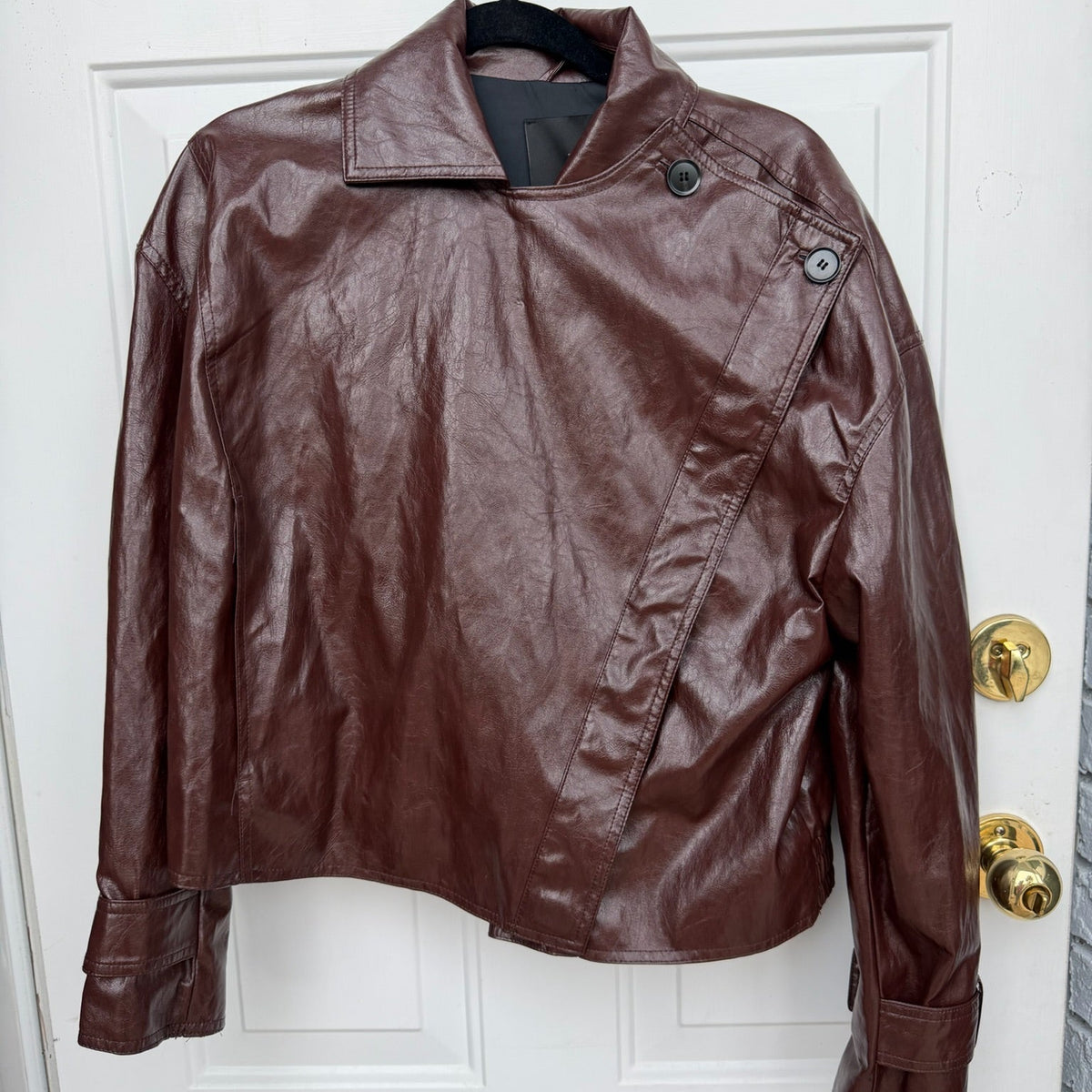 Zara Faux Leather Asymmetric Jacket Size Small